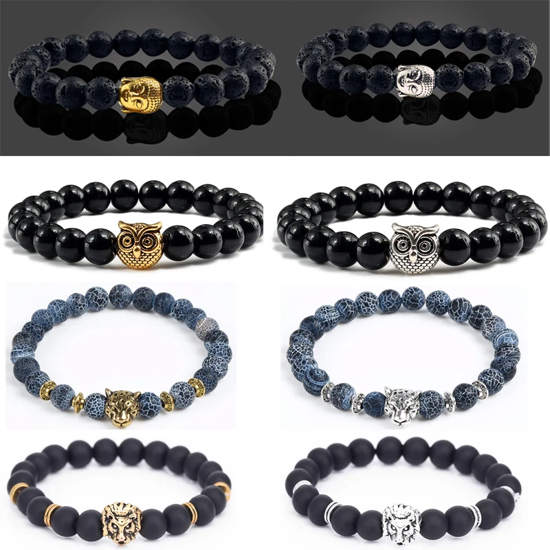 10pcs Antique Dragon Owl Gladiator Buddha Leopard Head Spacer Beads Charm DIY Bracelets Beads for Jewelry Making Accessories