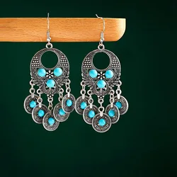 5 Color Ethnic Classic Geometry Alloy Gypsy Drop Earrings Vintage Turquoises Boho Earrings Oorbellen Jhumka Earrings