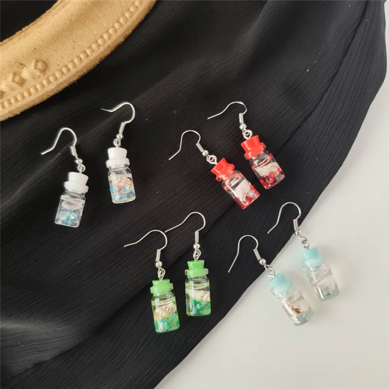 Classic Drifting Bottle Pendant Earrings For Women Girls Fashion Design Geometric Charms Dangle Ear Jewelry Party Gifts