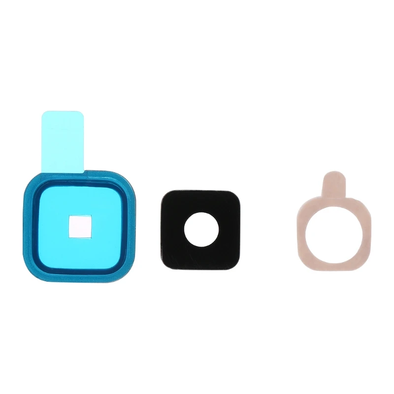 1 مجموعة عدسة الكاميرا الخلفية غطاء زجاجي + إطار معدني + ملصق لسامسونج غالاكسي 19QE