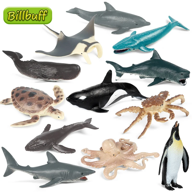 New Simulation Ocean Animal Model Set Figures Shark Whale Turtle Dolphin Swordfish Action Figures Educational toys for kids Gift