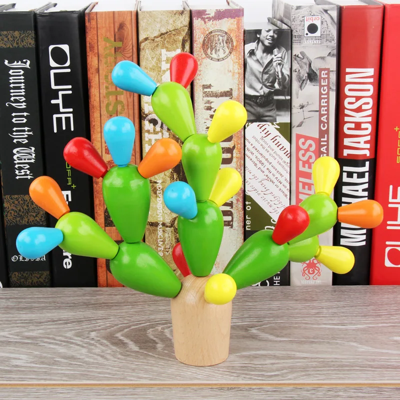 Wooden Assembled Building Blocks Cactus Early Childhood Education Disassembly Cognitive Tree Desktop Decoration