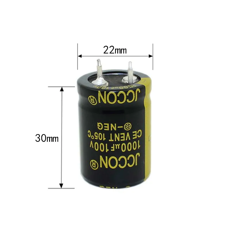 100v1000uf JCCON سميكة القدم كهربائيا مكثف حجم 22*30 العاكس السلطة