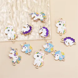 YEYULIN 10 개/몫 혼합 유니콘 말 금속 커넥터 매력 펜던트 DIY 목걸이 팔찌 귀걸이 쥬얼리 액세서리