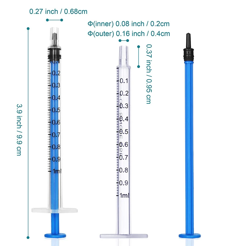 1ml Luer Slip Plastic Syringes with Cap, 1Milliliter 1cc Syringe No Needle,Non-Sterile,Pets Feeding Tools Not for Injection