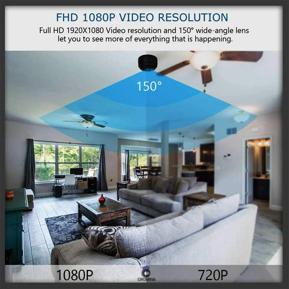 미니 카메라 무선 홈 아파트 사무실 보모 캠 자동차 실내 실외 와이파이 보안 1080P 나이트 비전 모션 감지 라이브