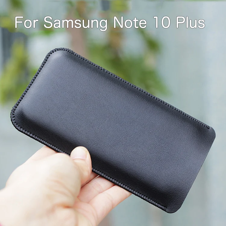 

NOTE10+ Universal Fillet holster Phone Straight leather case retro simple style For Samsung Note 10 Plus pouch NOTE10