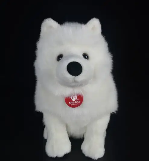 Novo brinquedo branco samoyed brinquedo de pelúcia adorável cão agachamento boneca macia crianças brinquedo decoração presente aniversário h1978