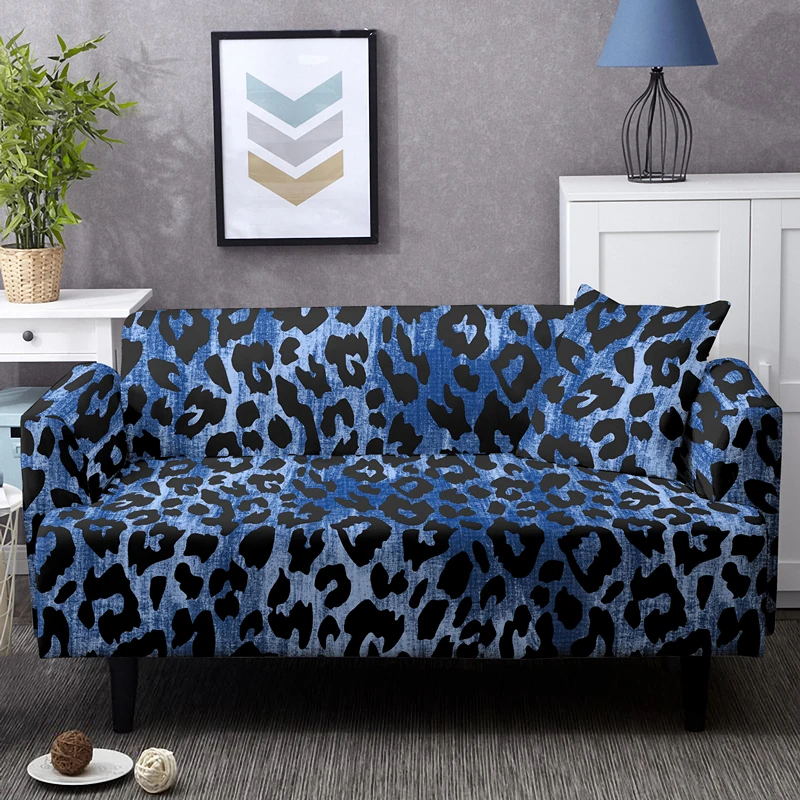 Dust-proof Universal Elastic Cover For Sofa L Shape 1/2/3/4-seats Stretch Leopard Print Slipcover Case Pillowcases Available