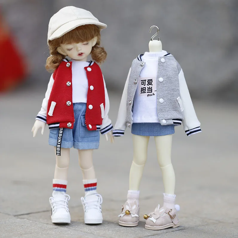 1/6 Bjd Doll Clothes School Uniform Baseball Uniform Jacket Short-sleeved T-shirt Shorts or Skirt for Yosd, 30 Cm Doll Clothes