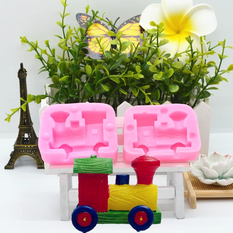 3D Small Train Shape Silicone Mold Kitchen Baking Resin Tool Dessert Cake Lace Decoration DIY Chocolate Pastry Fondant Moulds