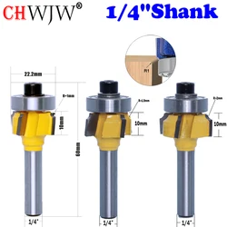 CHWJW 6mm 1/4 Shank High Quality Woodworking Milling Cutter R1mm R1.5mm R2mm Trimming Knife Edge Trimmer 4 Teeth Wood Router Bit