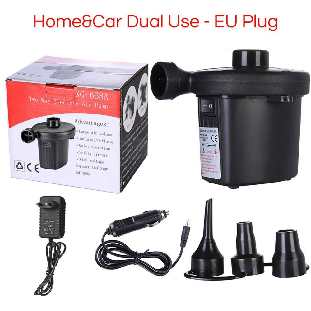 Electric Air Pump Portable Inflatable Pump Compressor For Mattress Swimming Pool Fast Air Filling Inflator Blower 3 Nozzles