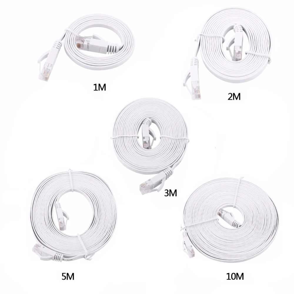 Biały CAT6 płaski Ethernet kabel Cat6 RJ45 kabel sieciowy LAN kabel Ethernet komputera Patch UTP przewód do Router 1M/2M/3M/5M/8M