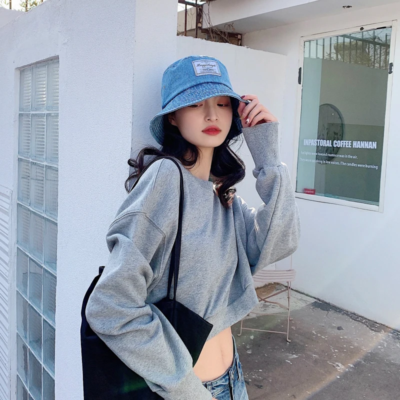 cowboy denim bucket hats women hat men hat panama outdoor hip hop hat retro washed denim girl fisherman hat street merchandise h