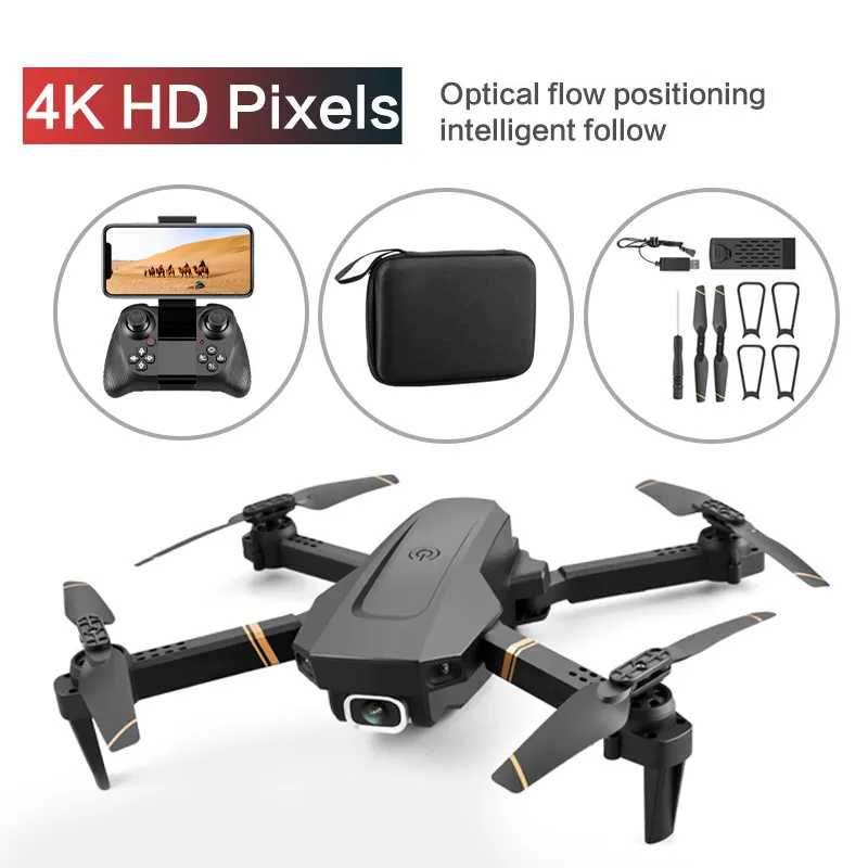 

Rc Drone V4 HD Camera WIFI FPV Mobile Control Foldable Quadcopter Hight Hold Mode One Key Return Flight Simulator Kid's Toys2021