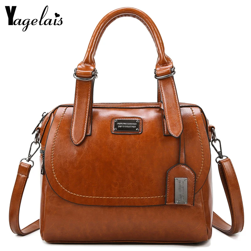 

Famous Brand Oil Wax Leather Boston Bag Crossbody Bags For Women 2023 Tote Shouler Bag Luxury Handbags Women Bags Designer