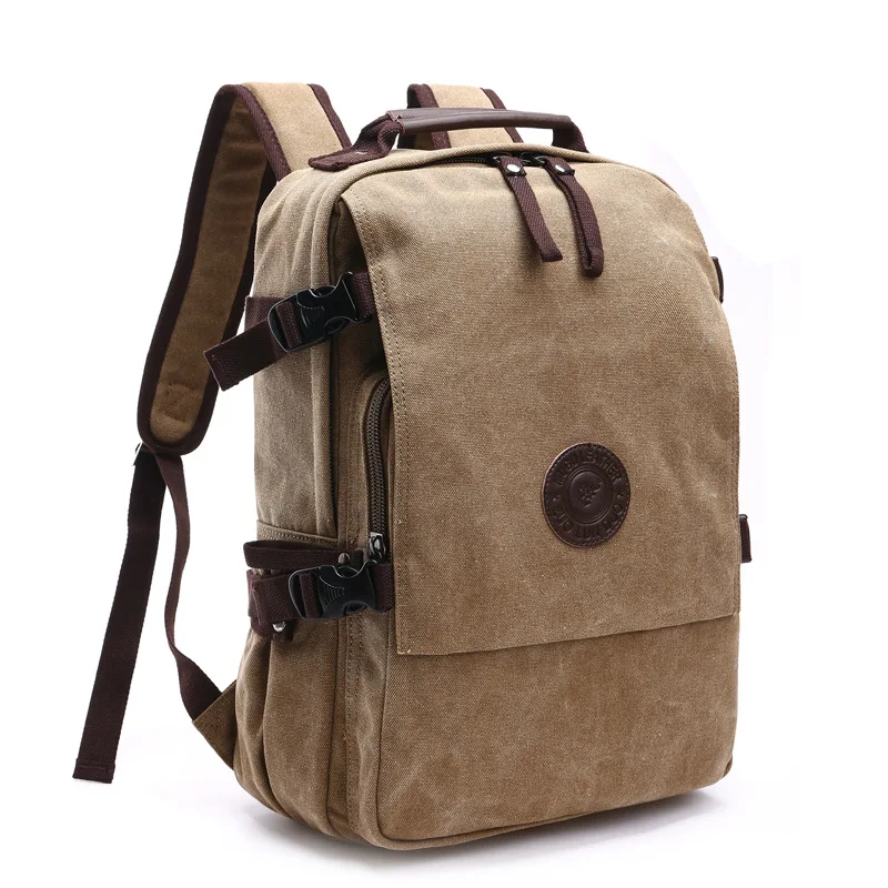 High Grade Canvas Backpack Men Solid Color Laptop Bags 2023 Superior Vintage Outdoor Design Durable New Trend Classic