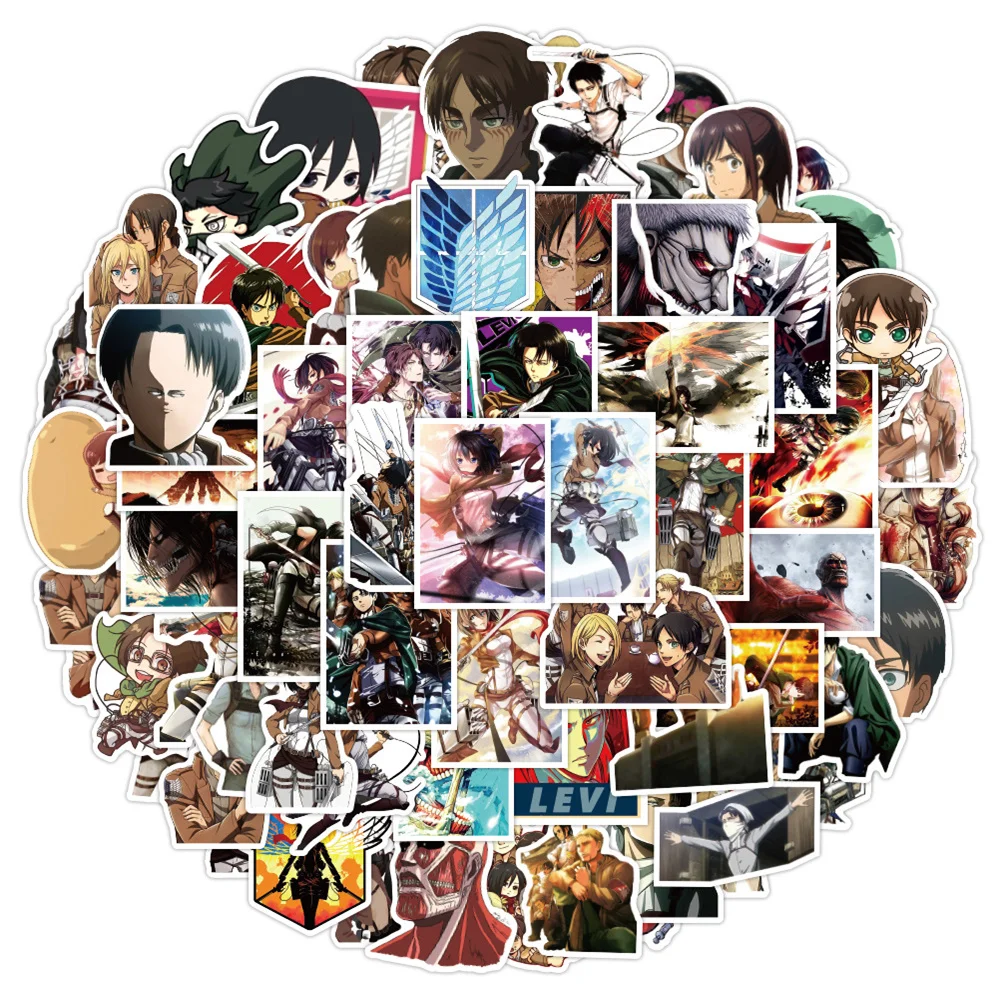 10/30/50PCS Anime giapponese Attack Titan Cartoon Cool Sticker estetica Graffiti Decal Skateboard iPad notebook Sticker all\'ingrosso