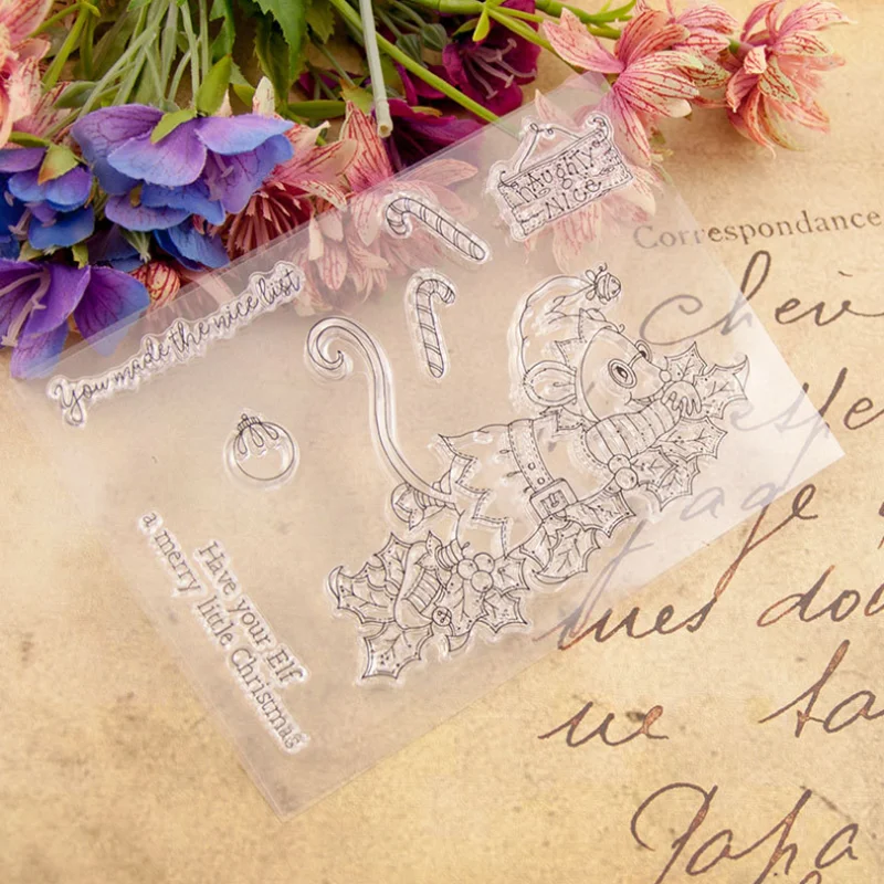 1pc Glücklich Maus Transparent Dichtung Klar Silikon Stempel Schneiden DIY Sammelalbum Gummi Färbung Präge Dekor Reusable 10.5*14,8 cm