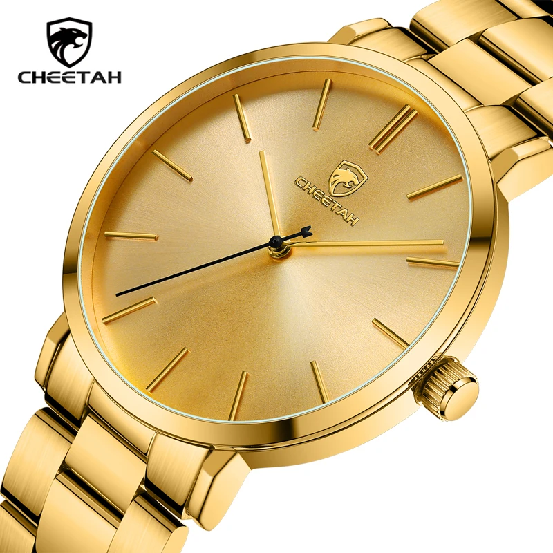 

Men Quartz Watch CHEETAH Top Brand New Fashion Casual Simple Large Dial Watches Stainless Steel Wristband Waterproof Clock Male