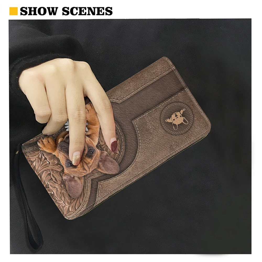 Lovely Pug Print Women Wallets Kawaii Leather Card Holder High Quality Female Purse Zipper Wallet Personalized Dog Lovers Gifts