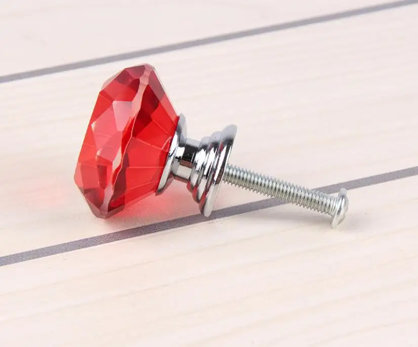 30mm Diamond Crystal Glass Door Knobs Drawer Cabinet Furniture Handle Knob Screw Furniture Accessories SN3236