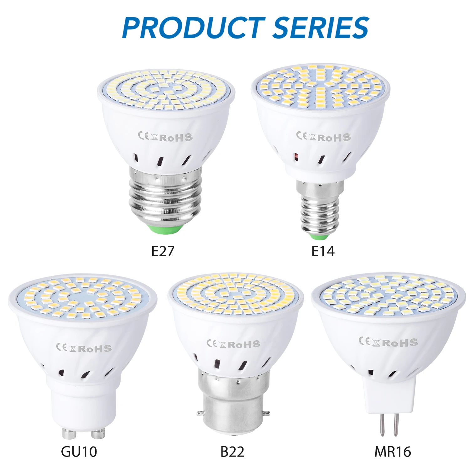 GU10 LED Bulb MR16 Spotlight E27 Halogen Lamp E14 Corn Light B22 Lamp Bulb 220V Bombilla Candle Ampoule Home Closet Bedroom 2835