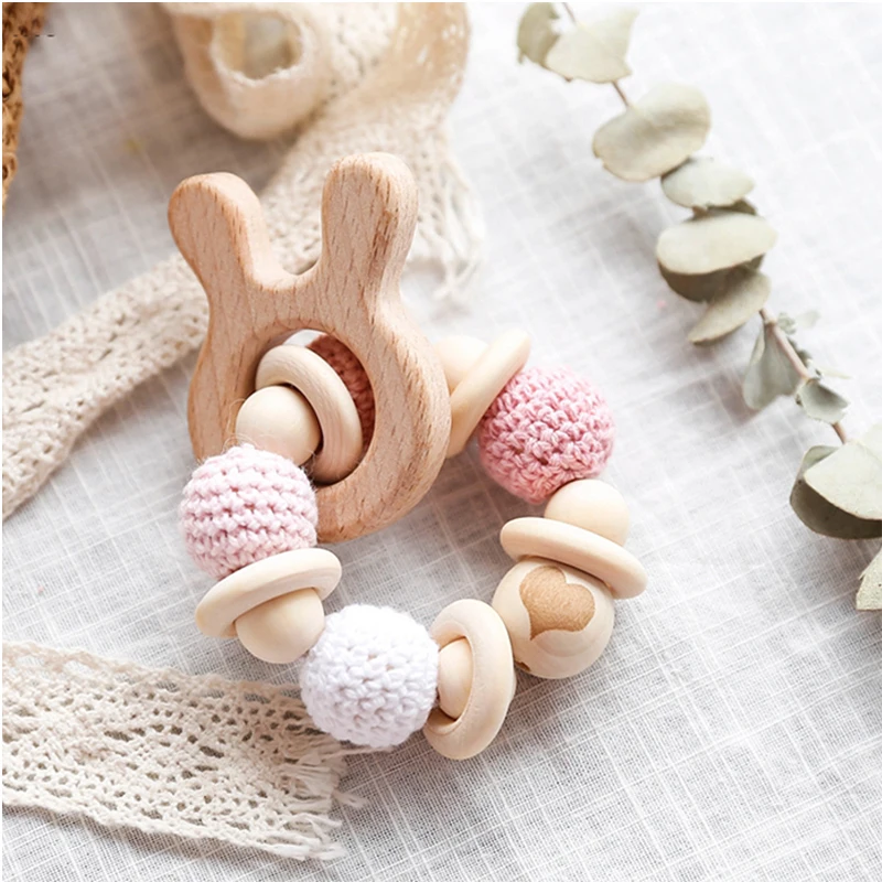 Rattle Teether ของเล่นเด็กโครเชต์ลูกปัดเด็ก Teether การพยาบาลเด็ก Rattle Chewable Teething ลูกปัดสำหรับของขวัญเด็ก