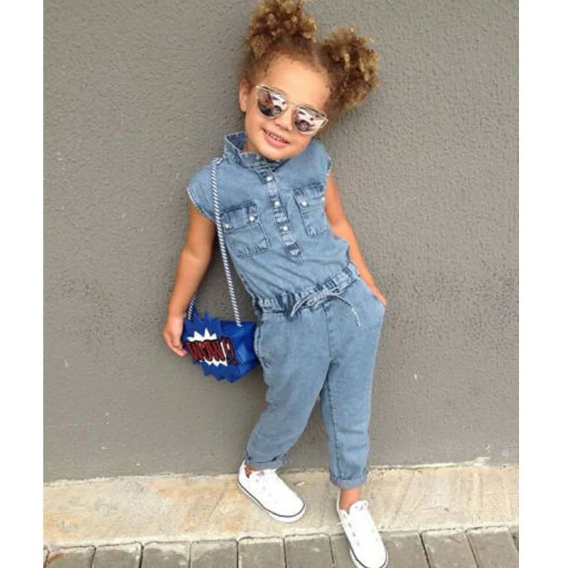 Kids Baby Girl Denim Romper Newborn Long Jumpsuits Playsuit Outfit Clothes 2019 summer fashion streetwear vogue girls match