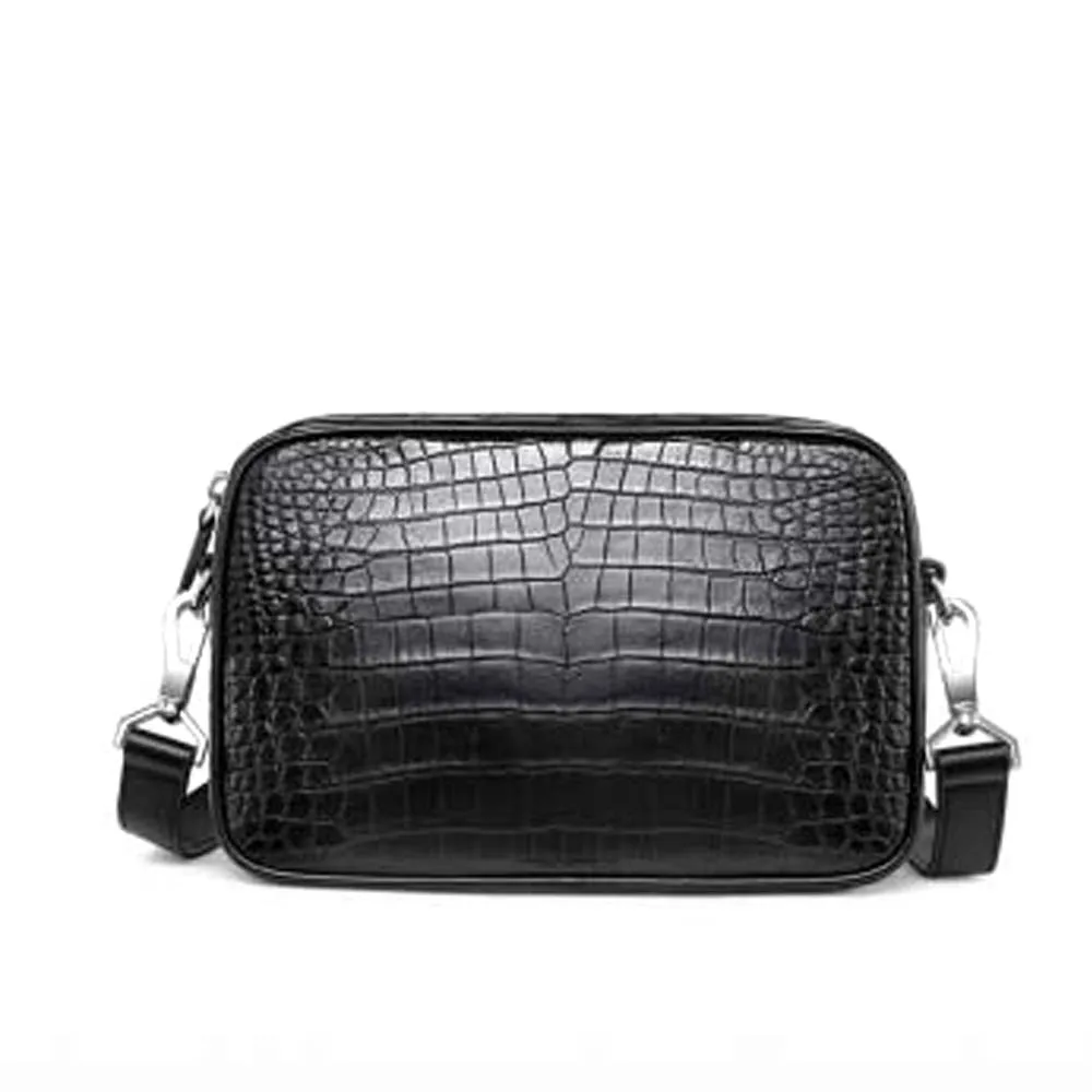 

menggeka black Thailand crocodile skin single shoulder bag male bag fashion Inclined shoulder bag tide Men's bag coffee