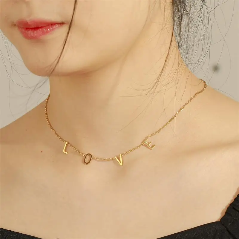 DUOYING Fashion Letter Necklace Personalized Choker Custom Necklace Copper Name Pendant Fascinating Cute Necklace For Women Gift