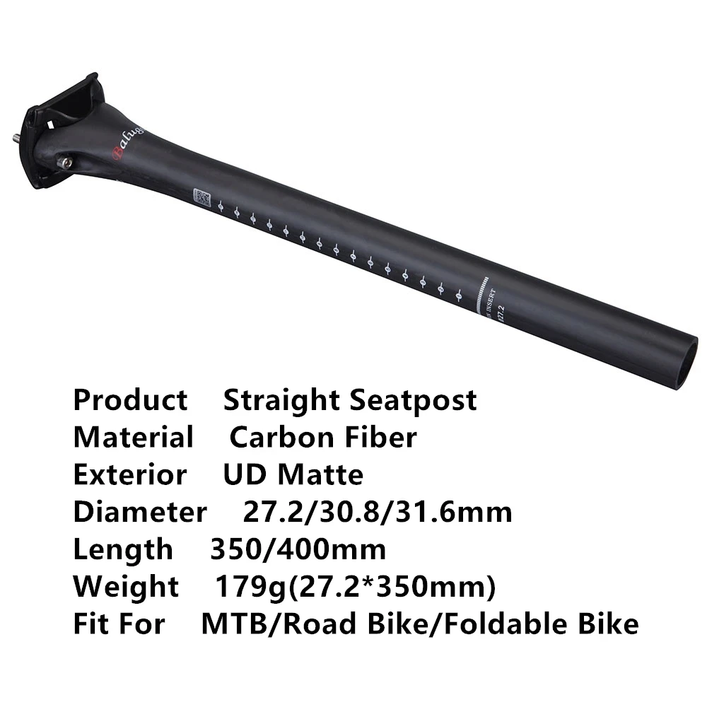 

Full Carbon Fiber Bicycle Nano Seat Tube Seatpost Straight UD Matte Diameter 27.2mm 30.8mm 31.6mm MTB Bike 350mm 400mm Length