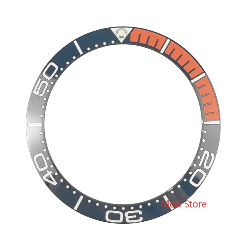 HQ 38mm Black/Blue 1/4 Orange And Blue 1/4 Red Ceramic Bezel Insert Green Luminous Pip Fit Sea Master SKX007/009 Diver Watch