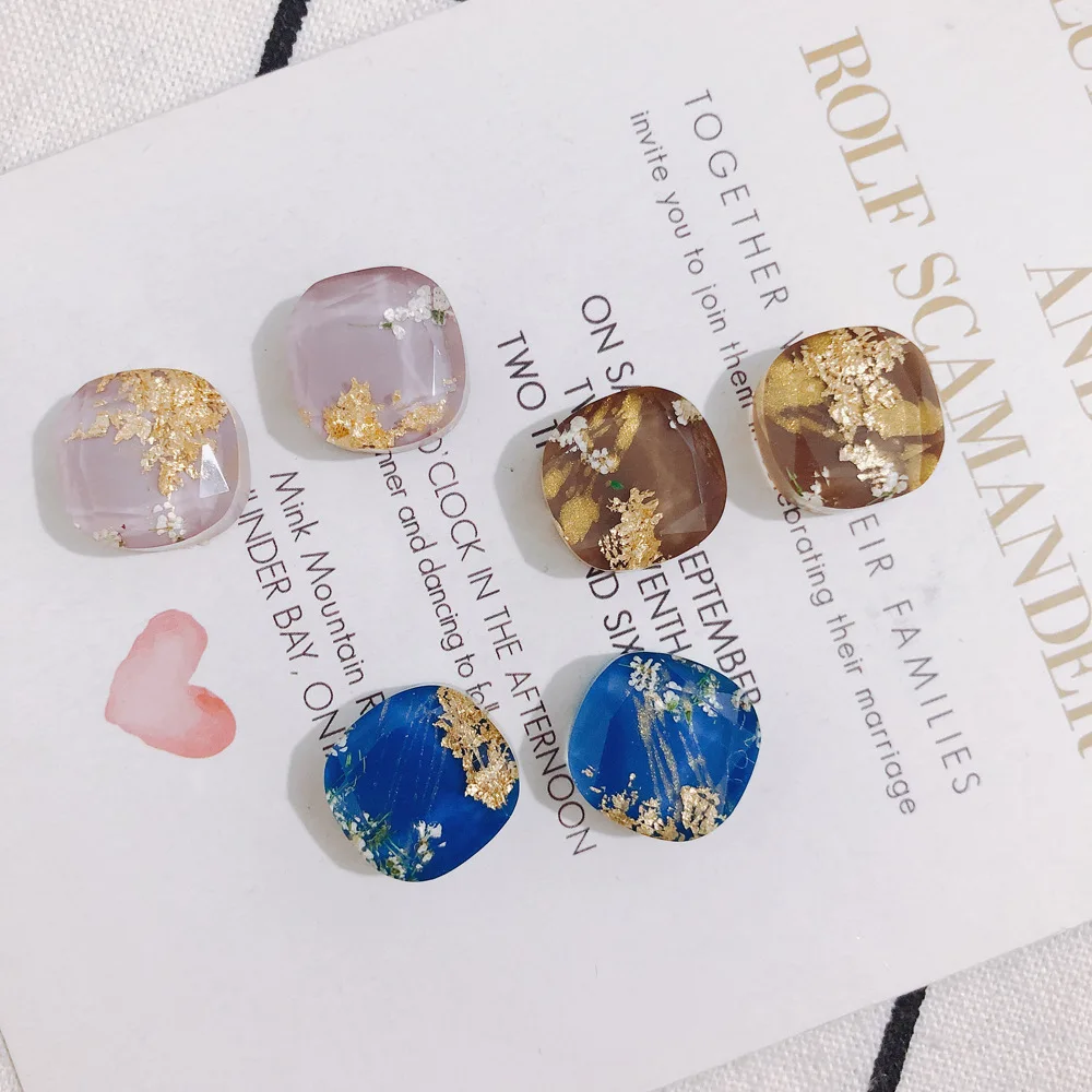 DIY Earring Accessories Patch Material 20pcs 16mm Square Colorful Bing Resin Cabochon Cameo Stickers Pendant Charms Garments