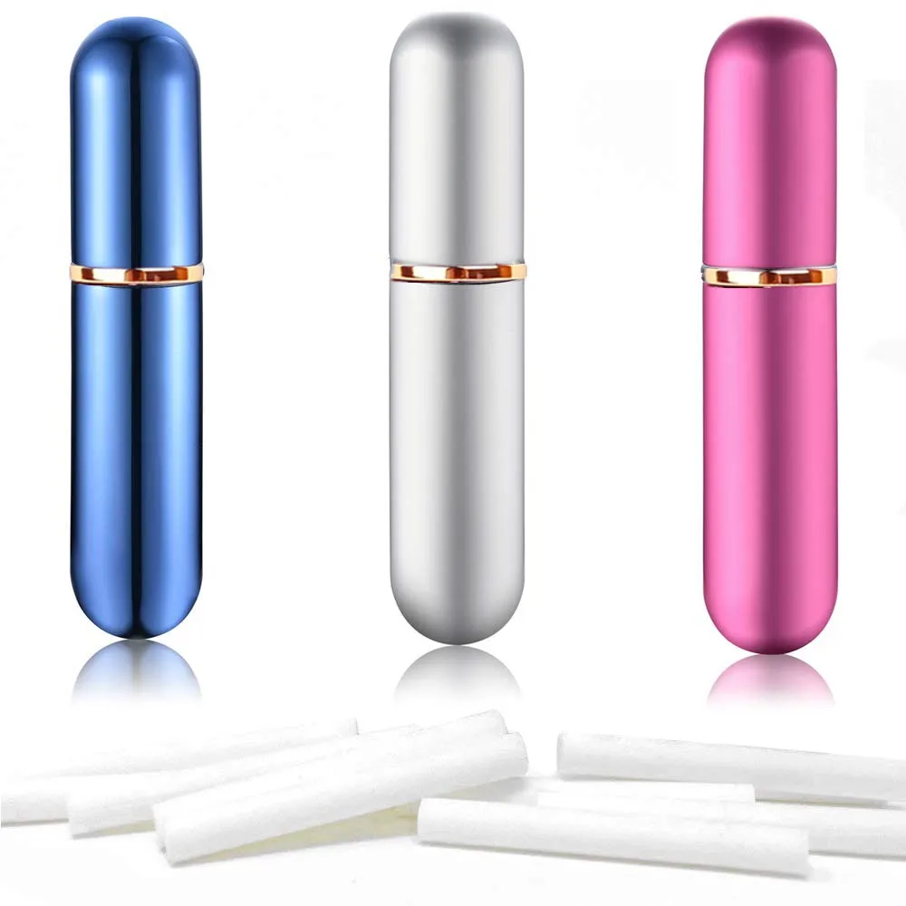 

8Sets colored Refillable Aluminum and Glass Empty Essential Oil Nasal Inhaler Tube