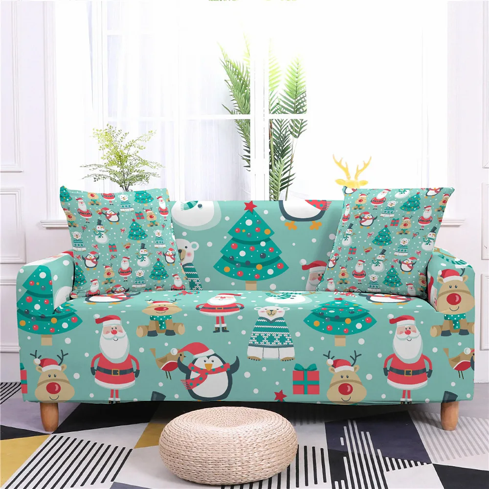 

Christmas Style Elastic Sofa Cover for Living Room Sectional Armchair Stretch Couch Cover Slipcover 1/2/3/4 Seater Sofas Covers