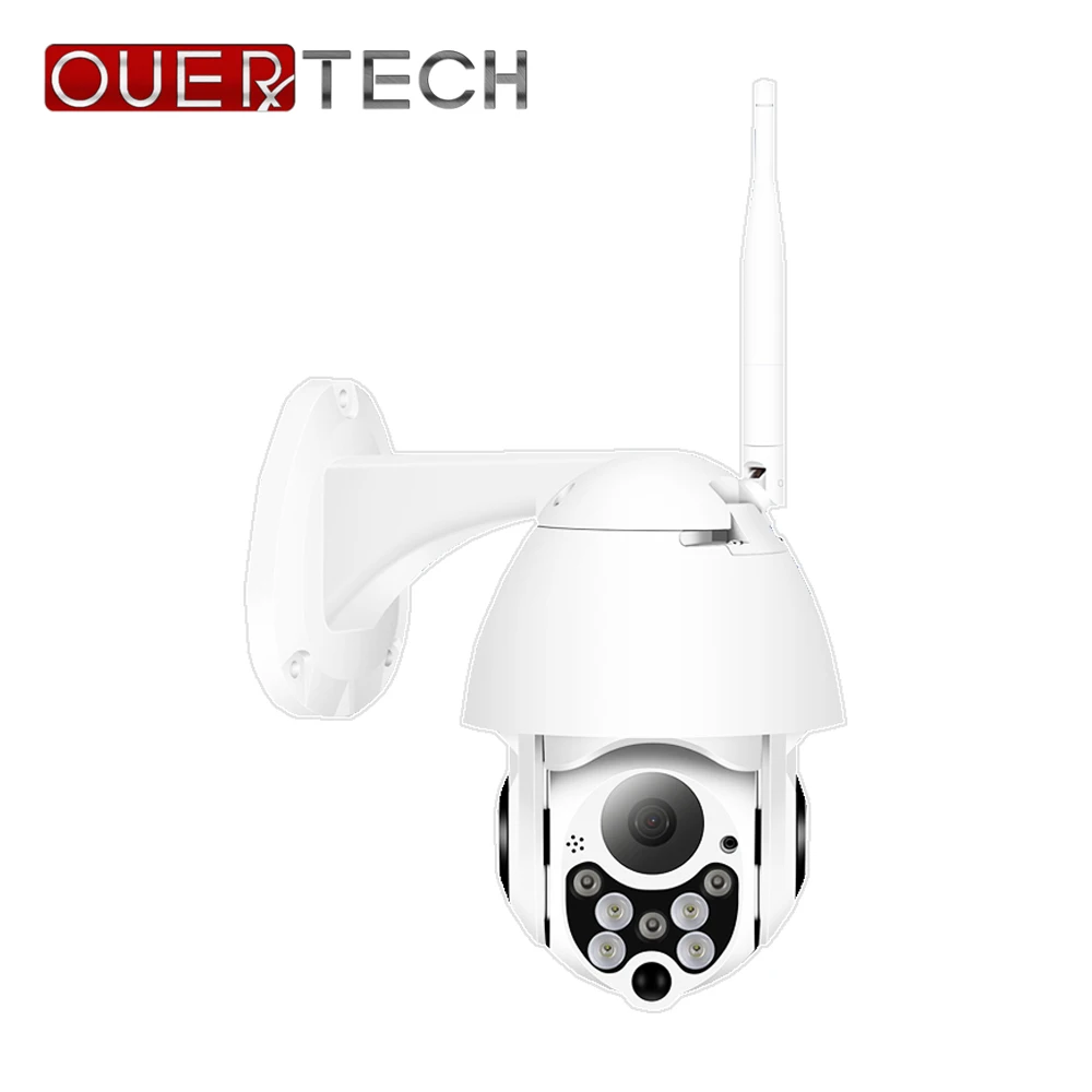 OUERTECH-Cámara IP PTZ de seguridad, dispositivo de vigilancia CCTV con Wifi, exterior, Domo inalámbrico, 1080P, 2MP, Color Rojo