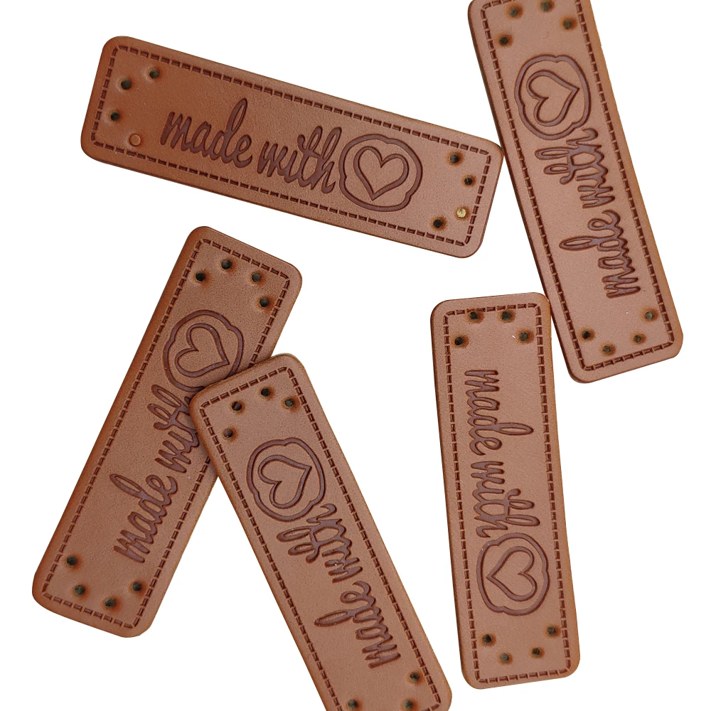 15X50Mm realizzato con etichette a cuore per abiti fatti a mano con etichette d\'amore per abbigliamento regalo etichetta per cucire in pelle fatta a