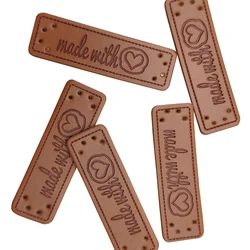 15X50Mm Made With Heart Labels For Clothes Hand Made With Love Tags For Clothing Gift Handmade Leather Sewing Label