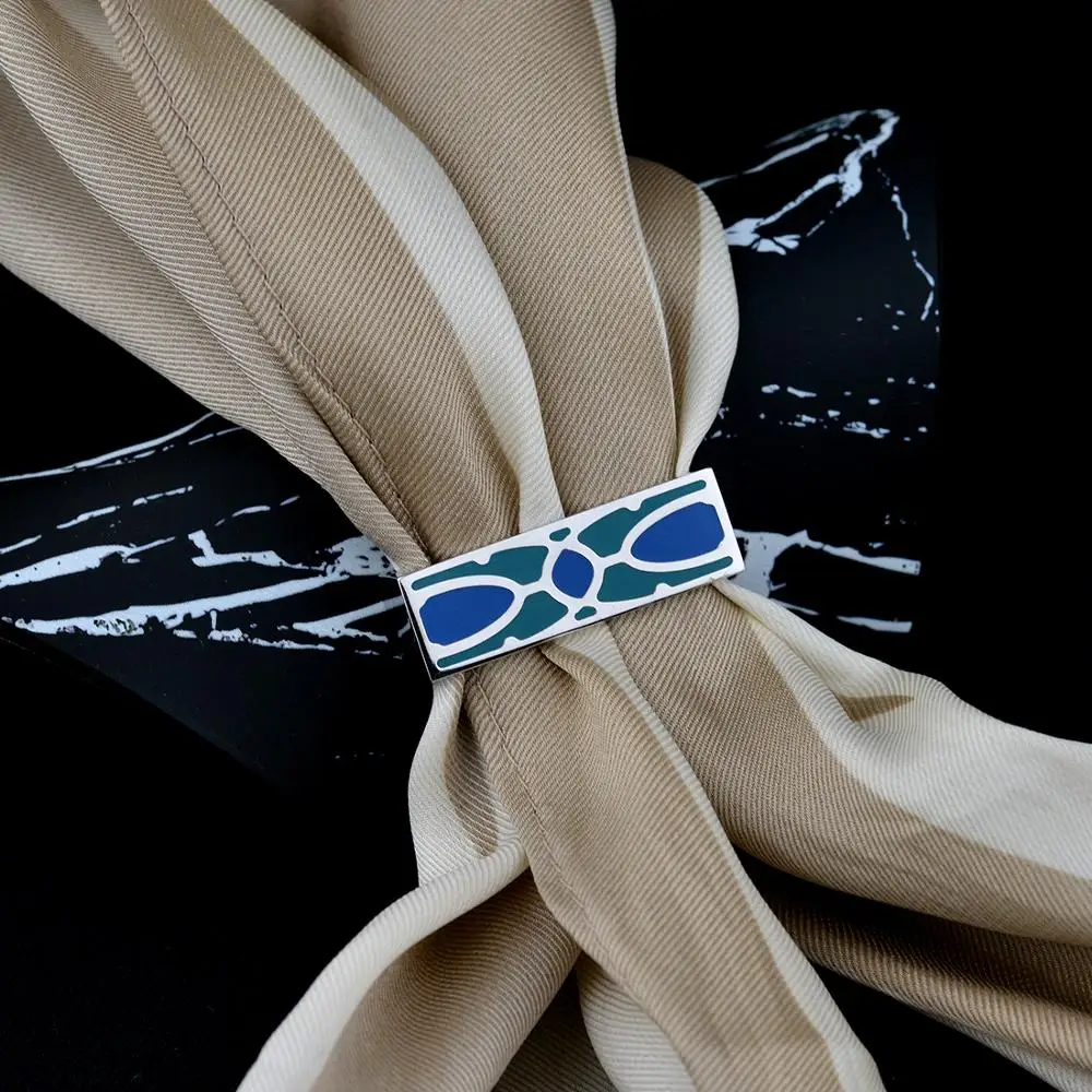 silk version of the enamel color rectangular scarf buckle high-end classic simple version scarf jewelry Accessories