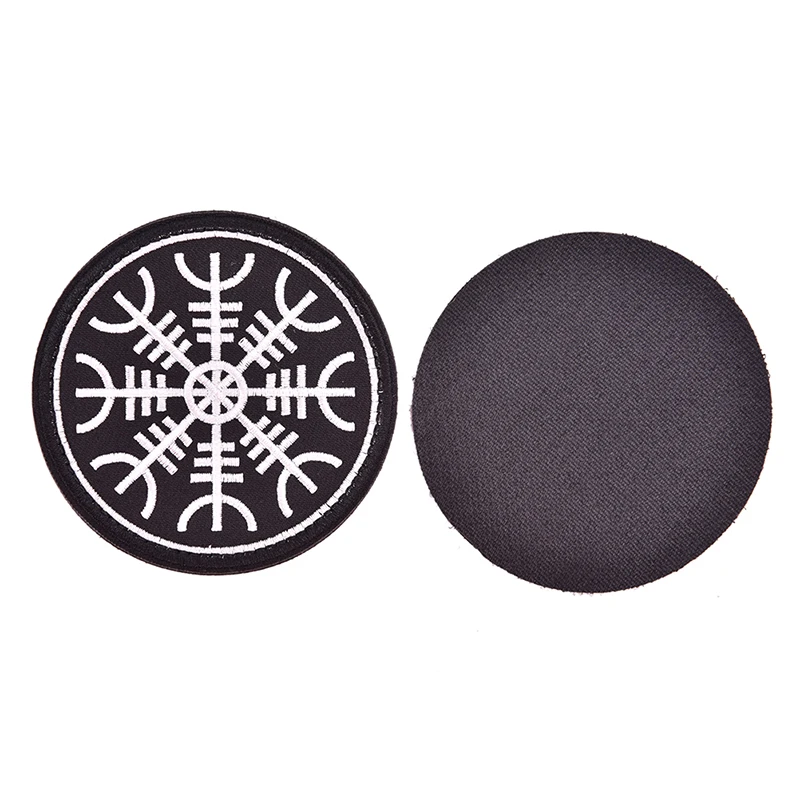 Embroidered Viking Vegvisir Compass Backing Fastener Hook Loop Patch Badge