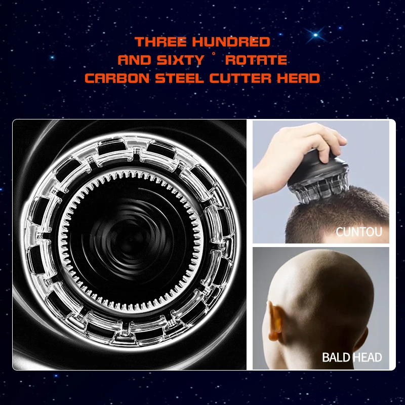 Professional Even Cut Rotary Hair Clipper UFO Electric For Men Washable Rechargeable Hair Trimmer Machine Home Haircut Kit