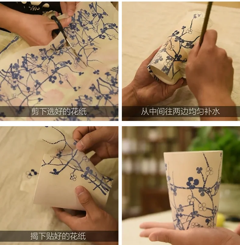 Jingdezhen-Papel de transferencia para cerámica y arcilla, aplique liso de porcelana azul y blanca, 54x37cm, 1 unidad