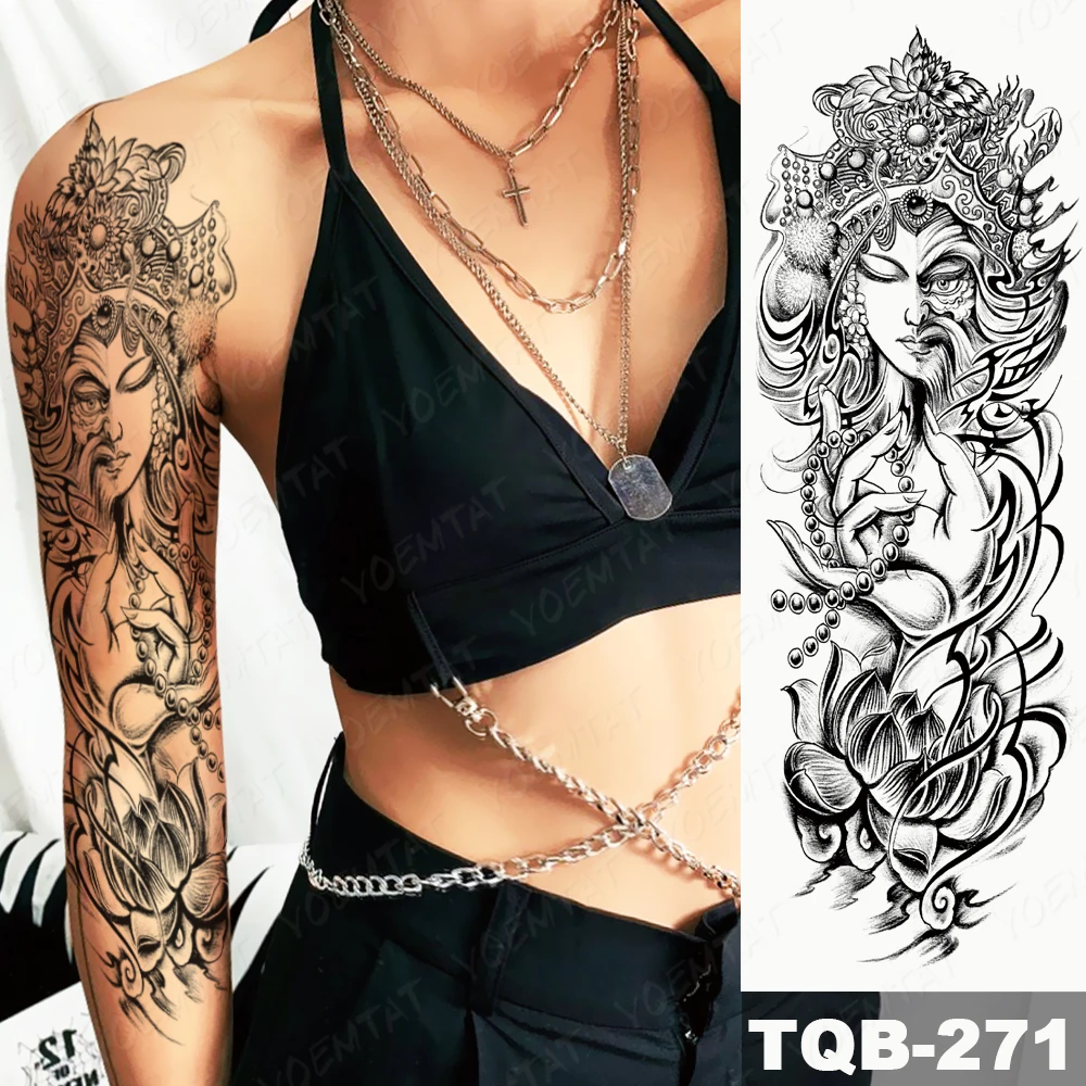 Full Arm Sleeve Water Dragon Sword Carp Waterproof Temporary Tattoo Stickers Women Thigh Back Transfer Fake Tattoos Body Art Men