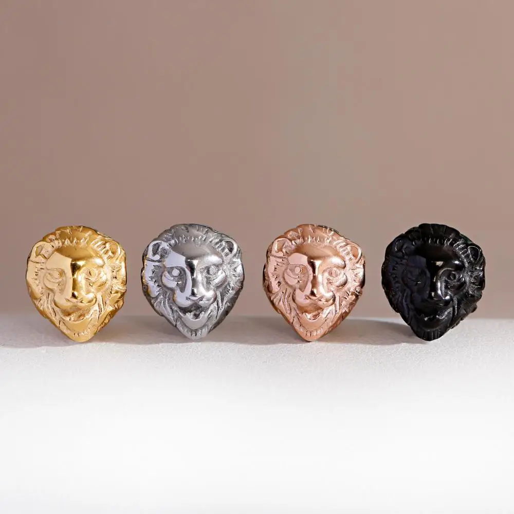 Animal Lion Head Beads For Bracelets Four Color DIY Stainless Steel Bead Spacer Making Charms For Jewelry Accessories Anklet