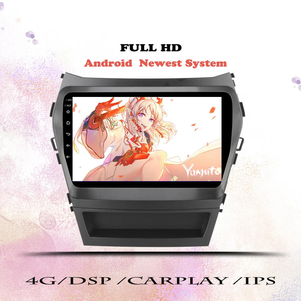 Android 14.0 8G 9" Car Head Unit Radio Player GPS Navigation For Hyundai Santa Fe 3 2013 2014 2015 2016 Tape Recorder Cassette