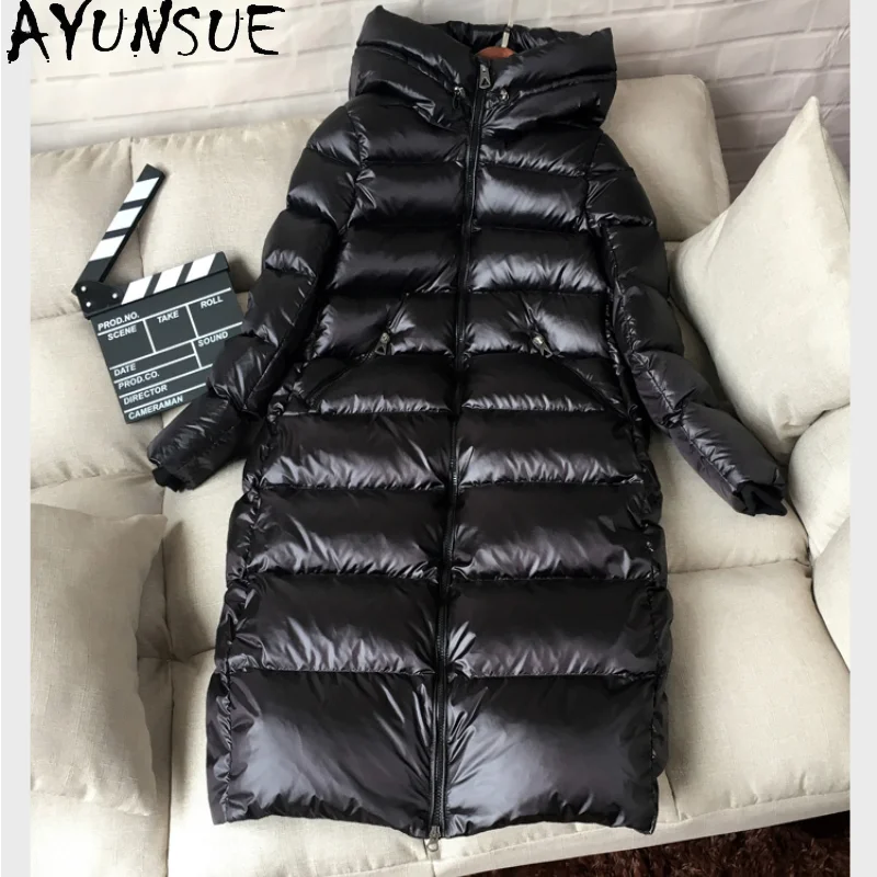 

AYUNSUE Winter Women's Down Jacket Hooded 2021 Fashion 90% White Duck Down Coat Famale Long Warm Parkas Chaqueta Mujer Sqq1258