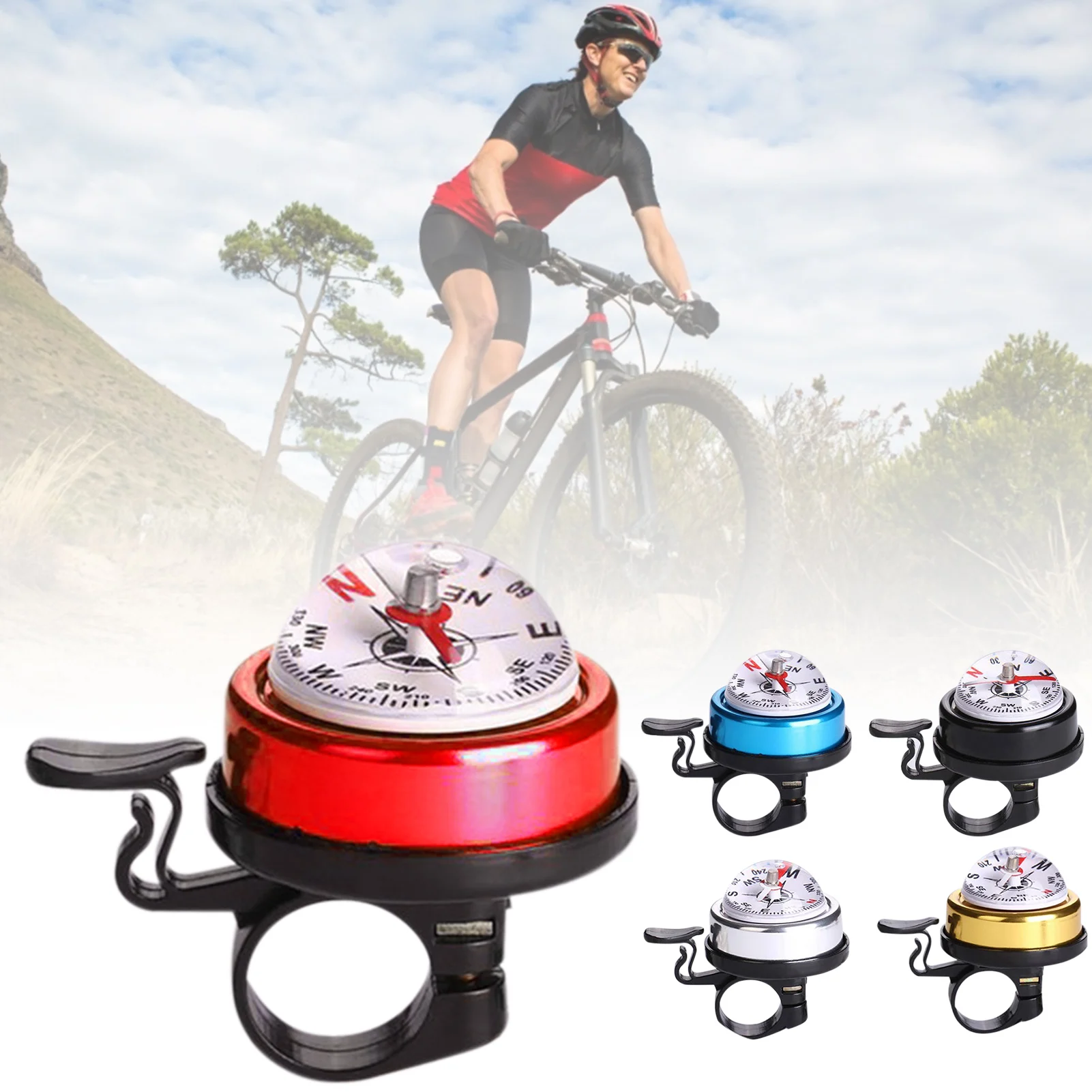 Sport Bike Bell MTB Car Bell Aluminum Alloy Compass Bell Horn Car Bell Safety Warning Alarm Bicycle Outdoor Safe Accessories