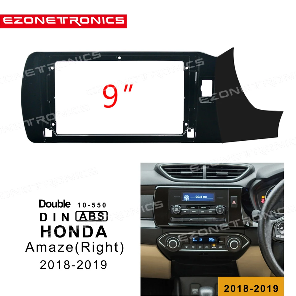 1din 2Din Car DVD Frame Audio Fitting Adaptor Dash Trim Facia Panel 9inch For Honda AMAZE Right wheel Double Din Radio Player